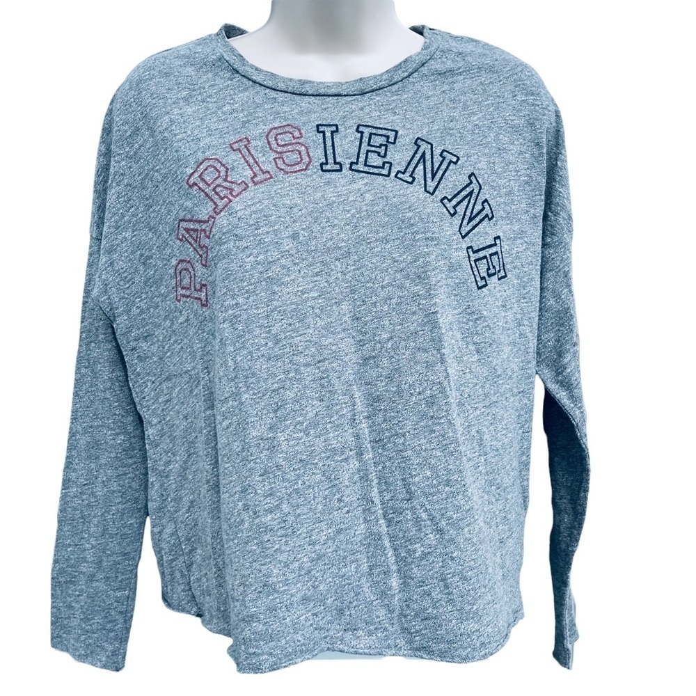 SUNDRY tee Parisienne long sleeve top “vintage” T-shirt grey heathered (7017)